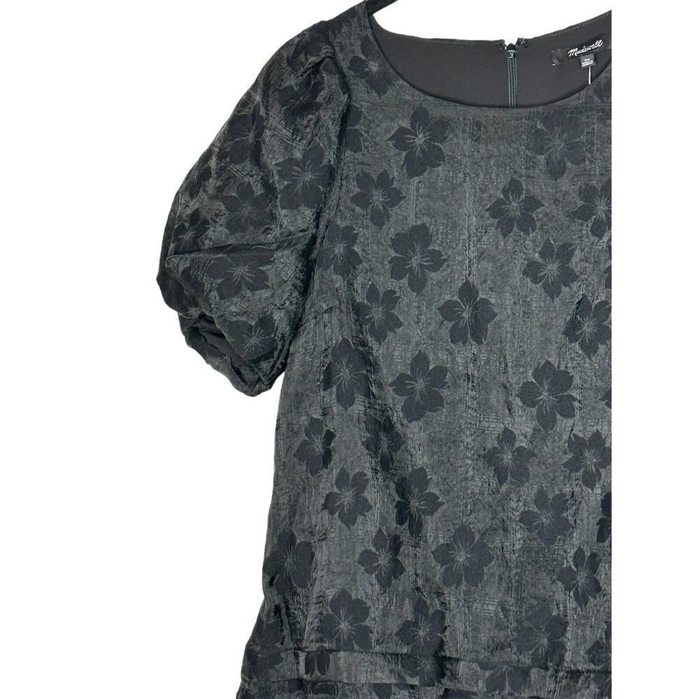 NWT Madewell Womens Puff Sleeve Pleated Mini‎ Dress XS Floral Jacquard Pockets - Picture 6 of 12